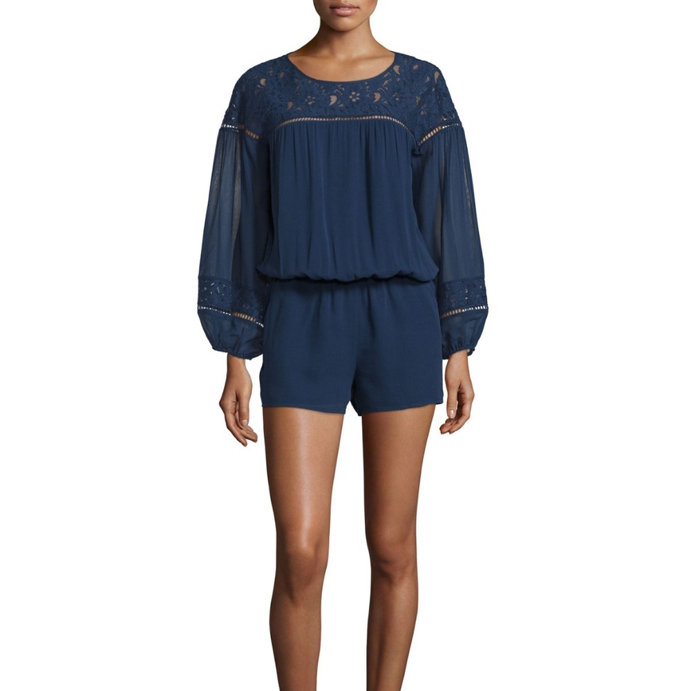 Joie Jevin Navy Lace Romper Size Small
